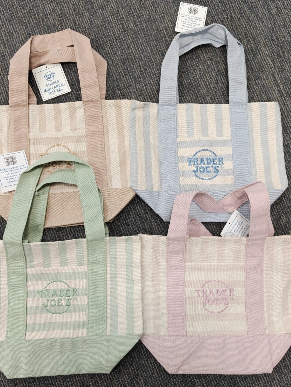 Trader Joe Striped Mini totes Set Of 4